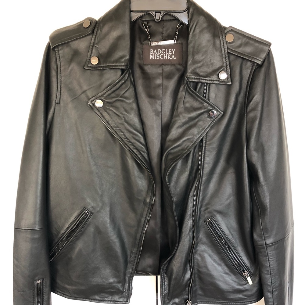 Badgley Mischka Leather Moto Jacket